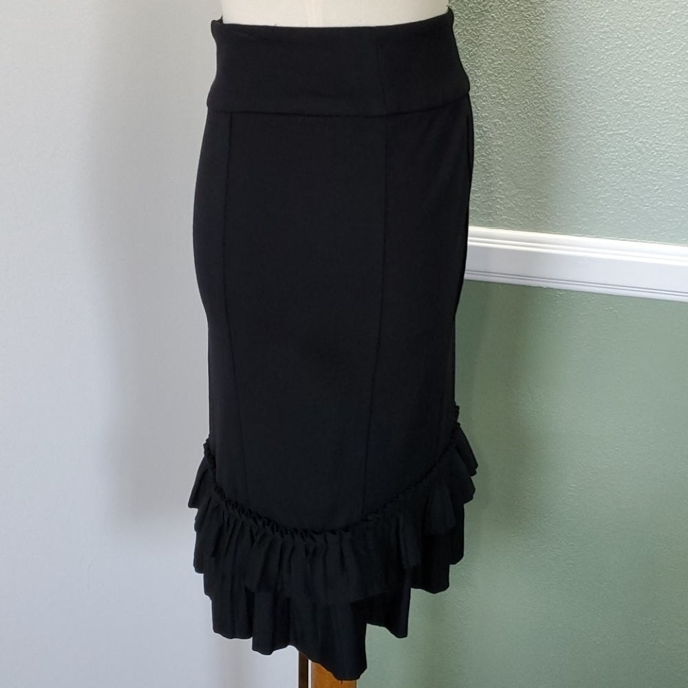 LAPIS KNIT BLACK KNEE LENGTH MIDI SKIRT - Picture 2 of 7